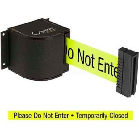 LAVI INDUSTRIES Wall Mount Retractable Belt Barrier, Blk Wrinkle W/18' Neon Ylw "Do Not Enter" Belt 50-3015WB/18/FY/S7